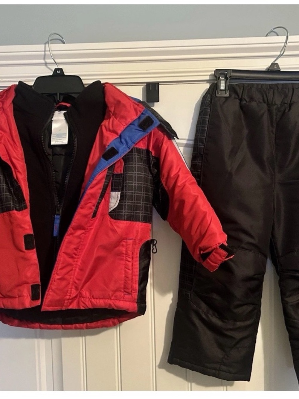 Red and Black Kids' 2-Piece Snow Jacket and Pants Set